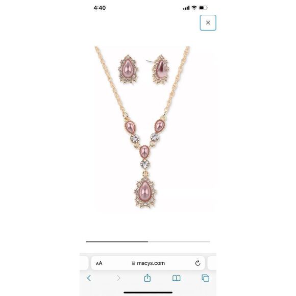 CHARTER CLUB Gold-Tone Crystal, Stone & Imitation Pearl Teardrop Pendant Necklac - Picture 2 of 7